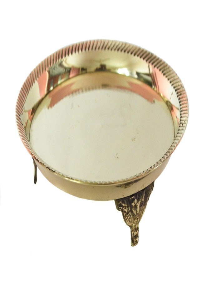 Tangerine Akhand Jyoti Diya with Stand || Brass Traditional Oil Lamp for Pooja at Tamples , Home, Office & Hotel (Diameter- 6 inch) - Image 5